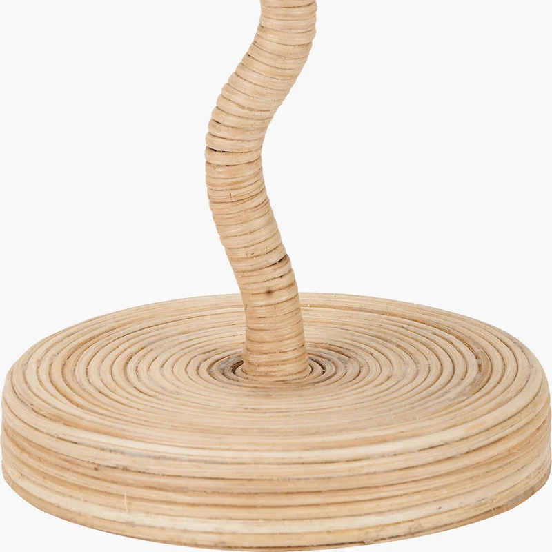 Palau Rattan Wave Table Lamp Base with Winston 20cm White Handloom Tapered Lampshade