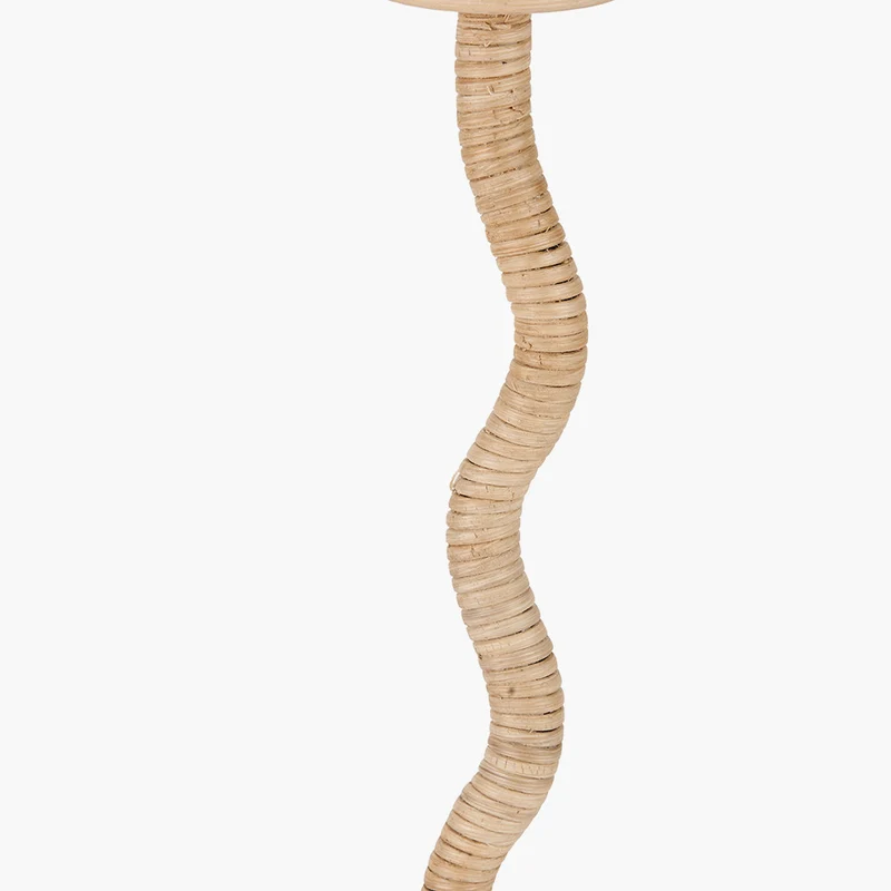 Palau Rattan Wave Table Lamp Base with Winston 20cm White Handloom Tapered Lampshade