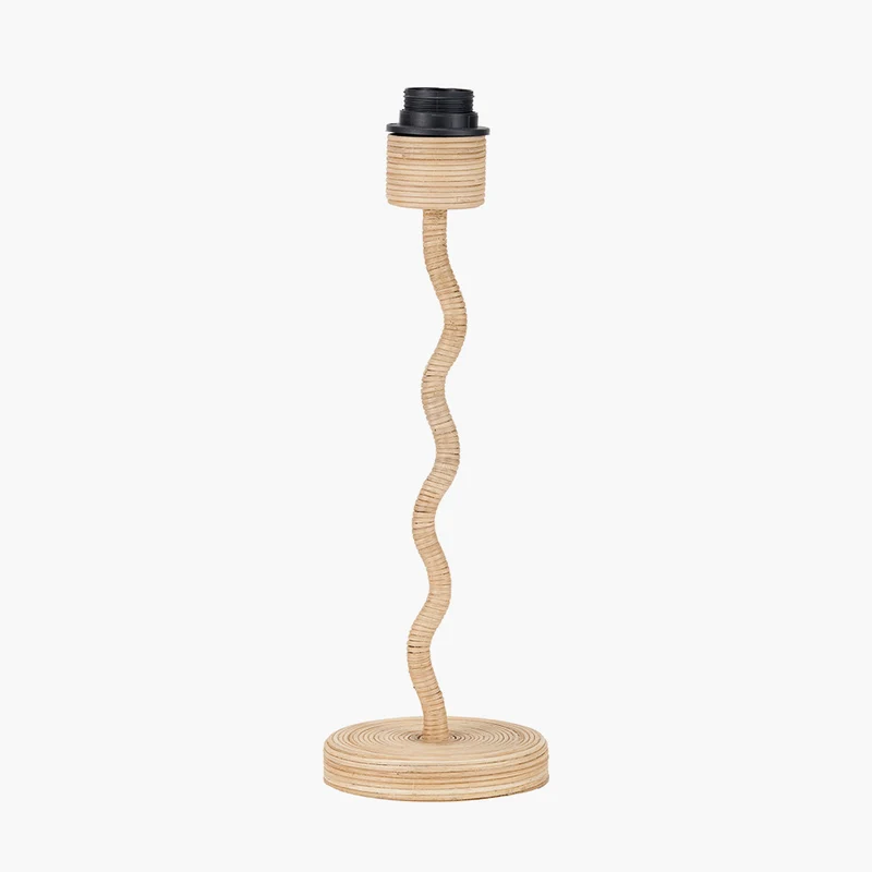 Palau Rattan Wave Table Lamp Base with Harley 30cm Slubby Hopsack Empire Lampshade