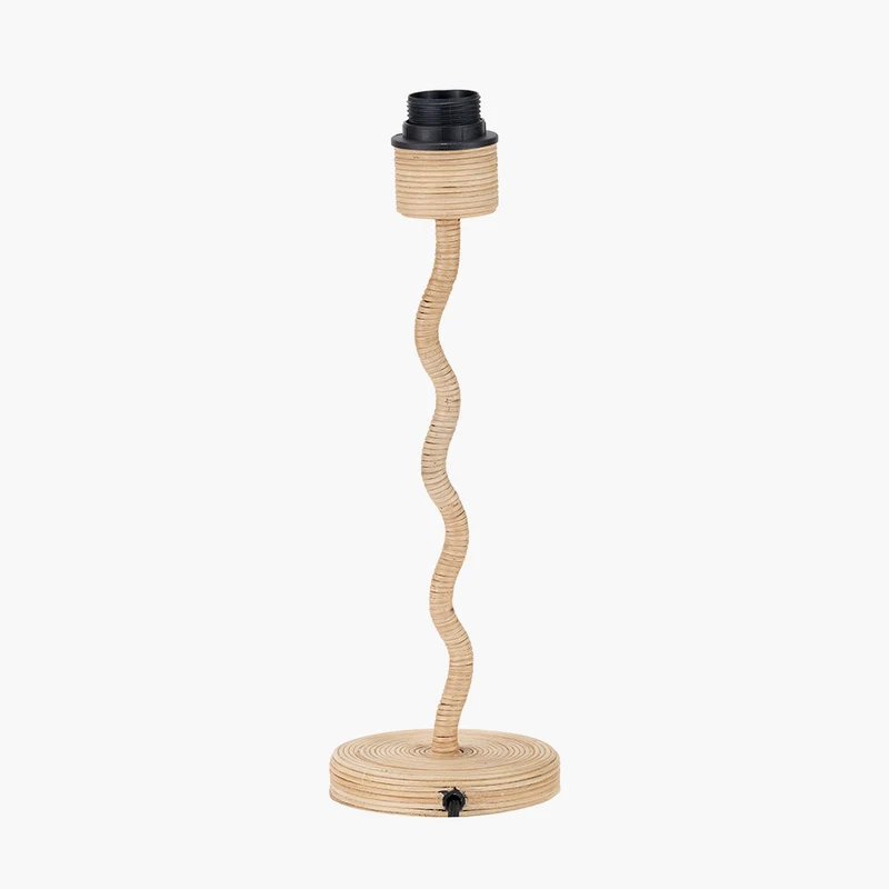 Palau Rattan Wave Table Lamp Base with Harley 30cm Slubby Hopsack Empire Lampshade