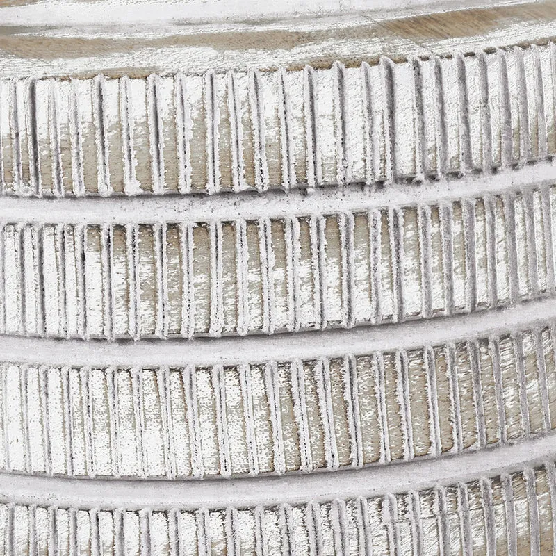 Paihia White Wash Wood Textured Short Table Lamp Base with Lino 30cm White Self Lined Linen Cylinder Lampshade