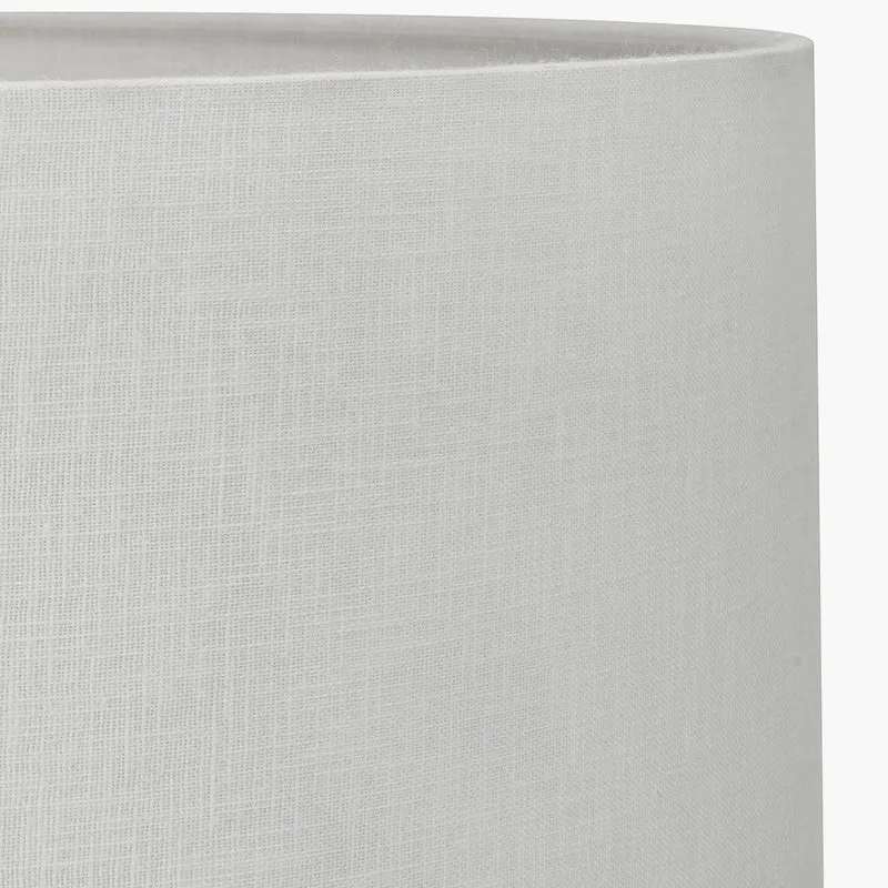 Paihia White Wash Wood Textured Short Table Lamp Base with Lino 30cm White Self Lined Linen Cylinder Lampshade