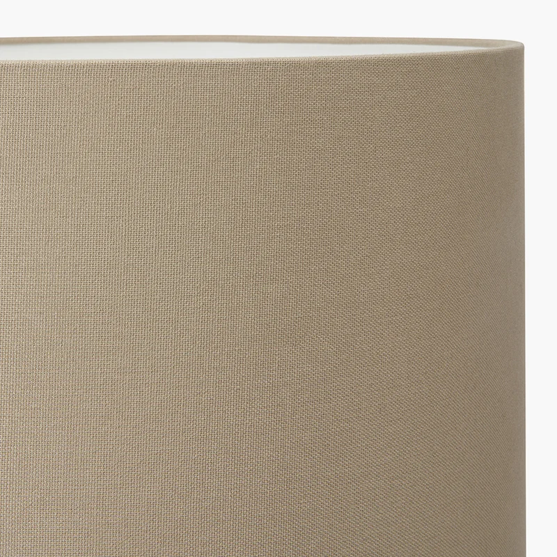 Paihia White Wash Wood Textured Short Table Lamp Base with Henry 30cm Taupe Handloom Cylinder Lampshade