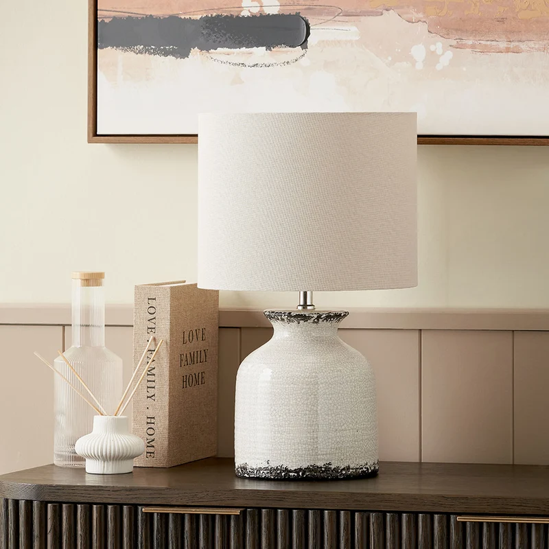 Nori Cream Crackle Ceramic Table Lamp