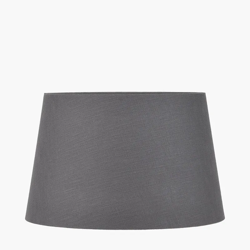 Lulia Antique Finish Stoneware Urn Table Lamp Base with Lys 45cm Steel Grey Self Lined Linen Tapered Lampshade