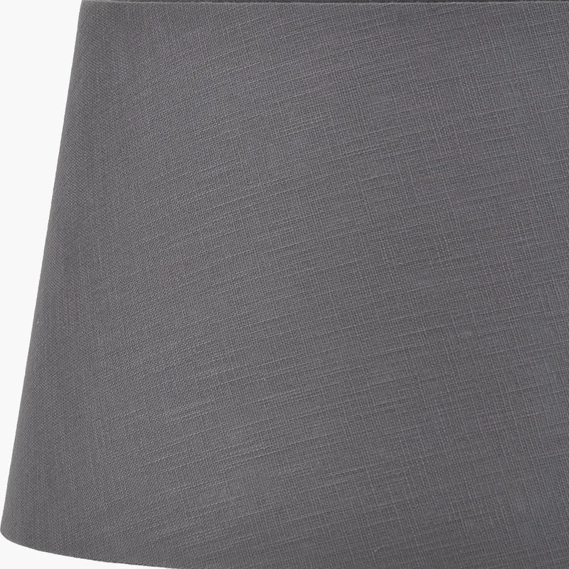 Lulia Antique Finish Stoneware Urn Table Lamp Base with Lys 45cm Steel Grey Self Lined Linen Tapered Lampshade