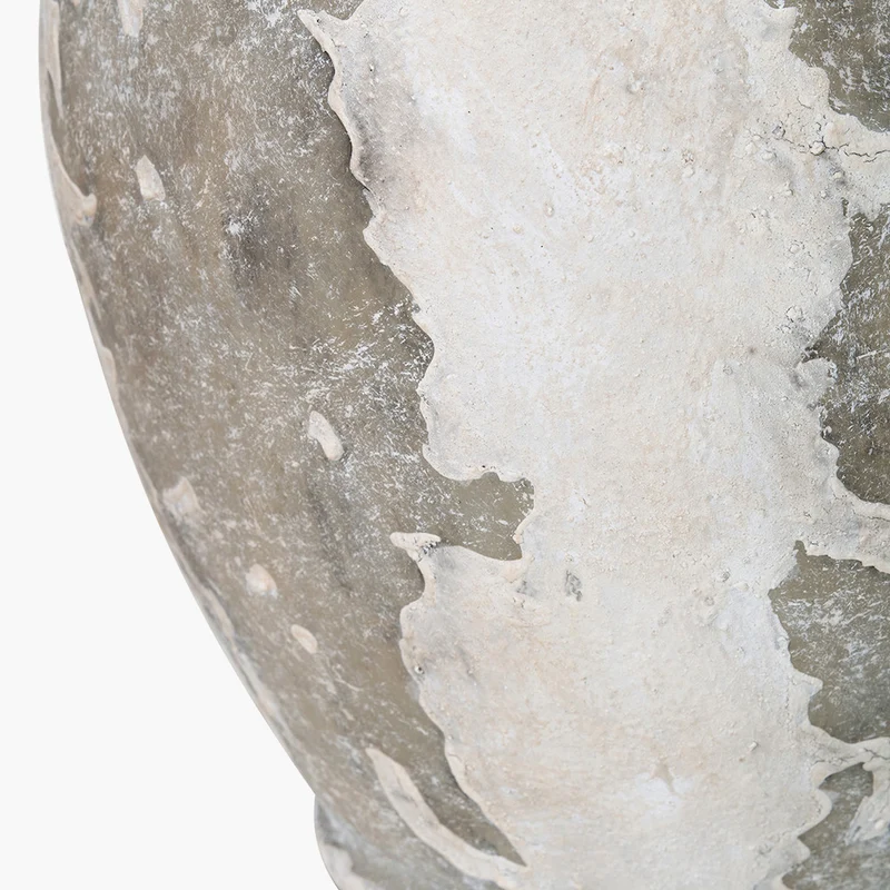 Lulia Antique Finish Stoneware Urn Table Lamp Base with Edward 45cm Natural Linen Cylinder Lampshade