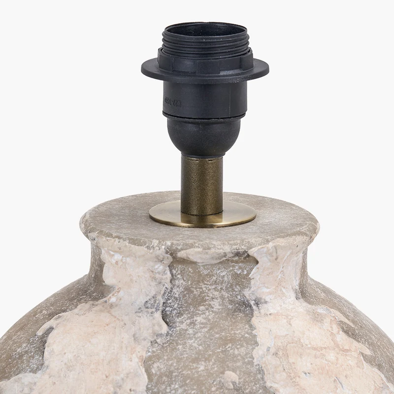 Lulia Antique Finish Stoneware Table Lamp Base with Lys 35cm Steel Grey Self Lined Linen Tapered Lampshade