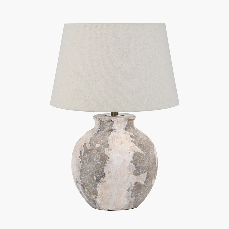 Lulia Antique Finish Stoneware Table Lamp Base with Coast 35cm Cream Calico Tapered Lampshade