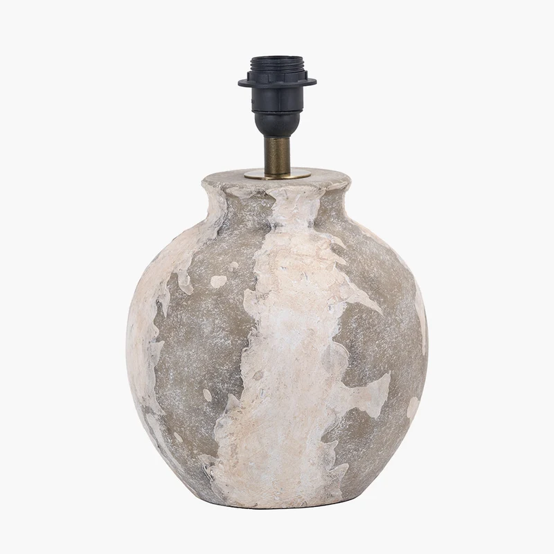 Lulia Antique Finish Stoneware Table Lamp Base with Coast 35cm Cream Calico Tapered Lampshade