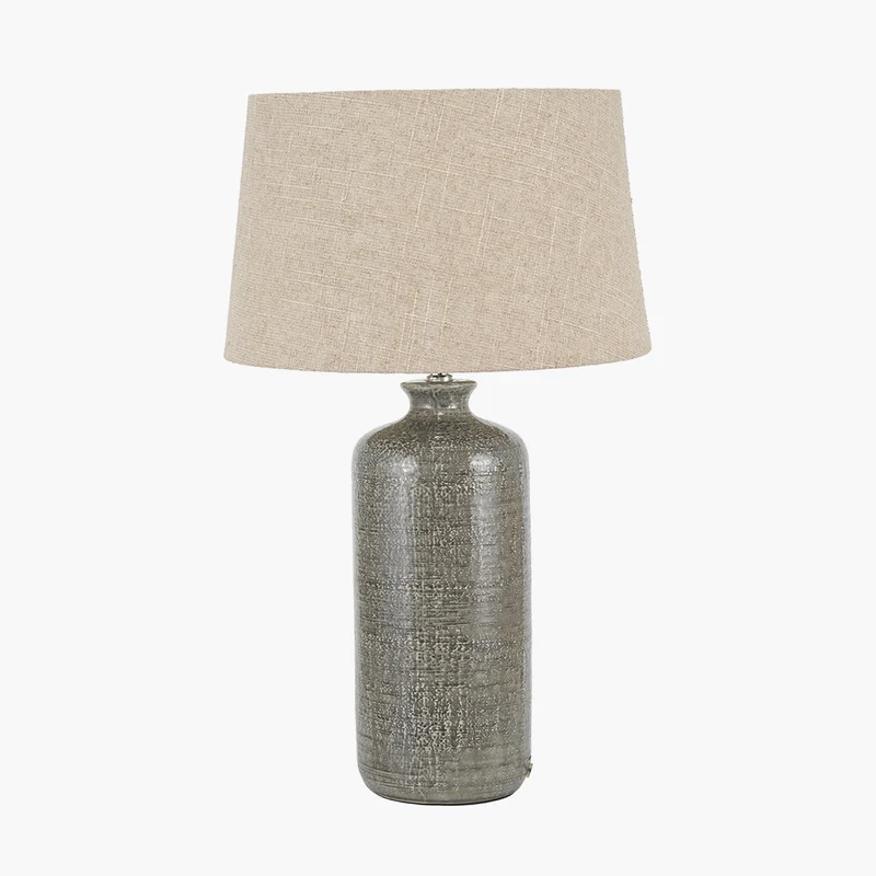 Lorient Slate Grey Textured Ceramic Table Lamp