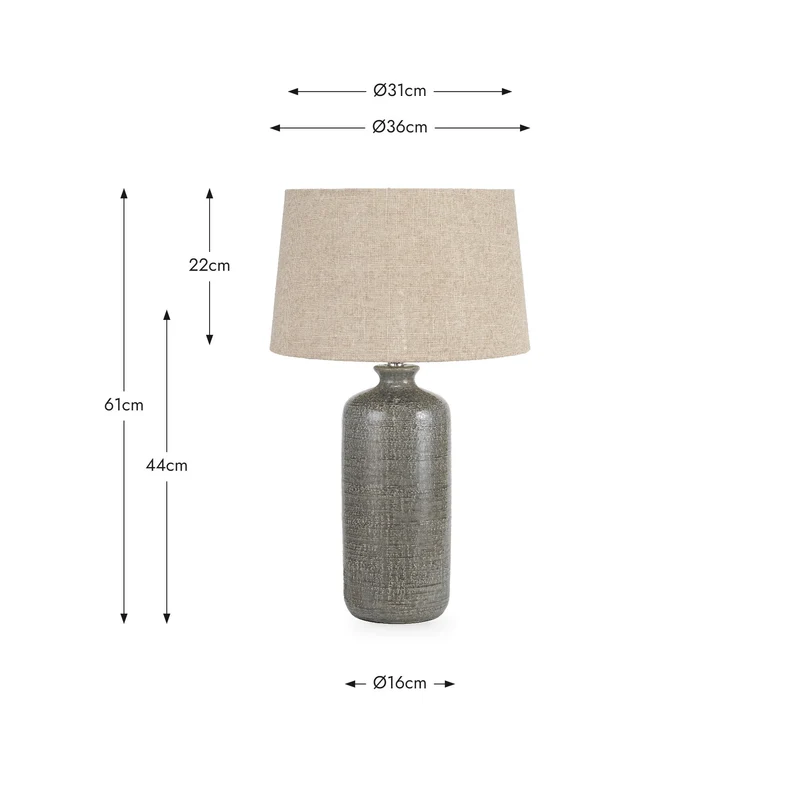 Lorient Slate Grey Textured Ceramic Table Lamp