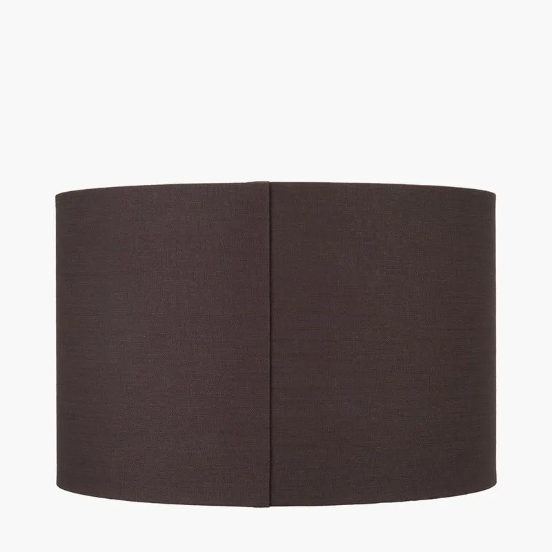 Lino 40cm Bitter Chocolate Self Lined Linen Cylinder Lampshade