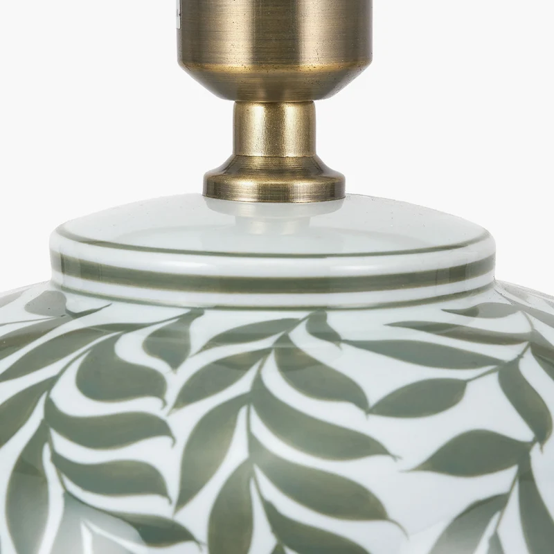 Laurel Olive Leaf Ceramic Table Lamp Base with Adelaide 40cm Sage Tapered Cotton Mix Lampshade