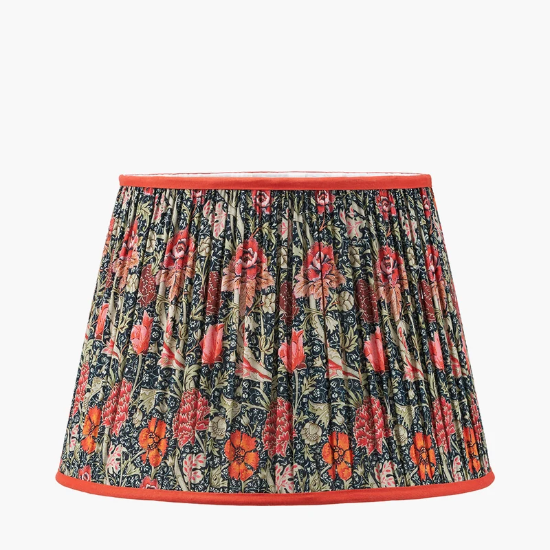 Floressa 40cm Red Floral Patterned Mushroom Pleat Tapered Lampshade