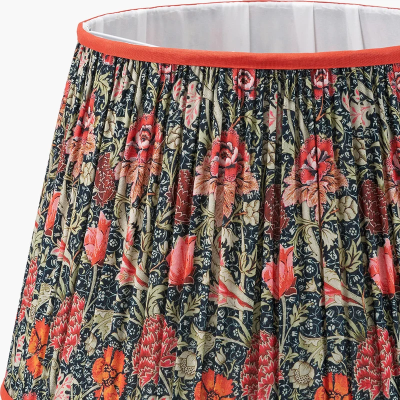 Floressa 40cm Red Floral Patterned Mushroom Pleat Tapered Lampshade