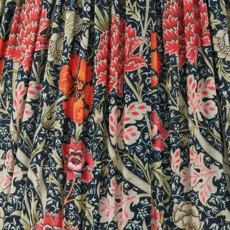 Floressa 30cm Red Floral Patterned Mushroom Pleat Tapered Lampshade