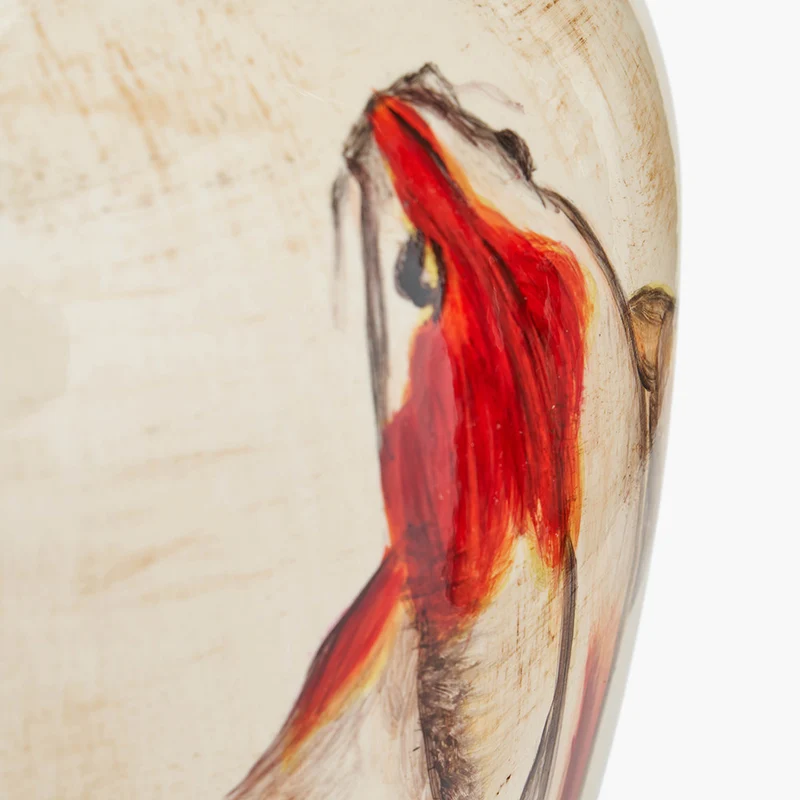 Emerayn Koi Natural Ceramic Table Lamp Base with Bacall 45cm Almond Silk Knife Pleat Empire Lampshade