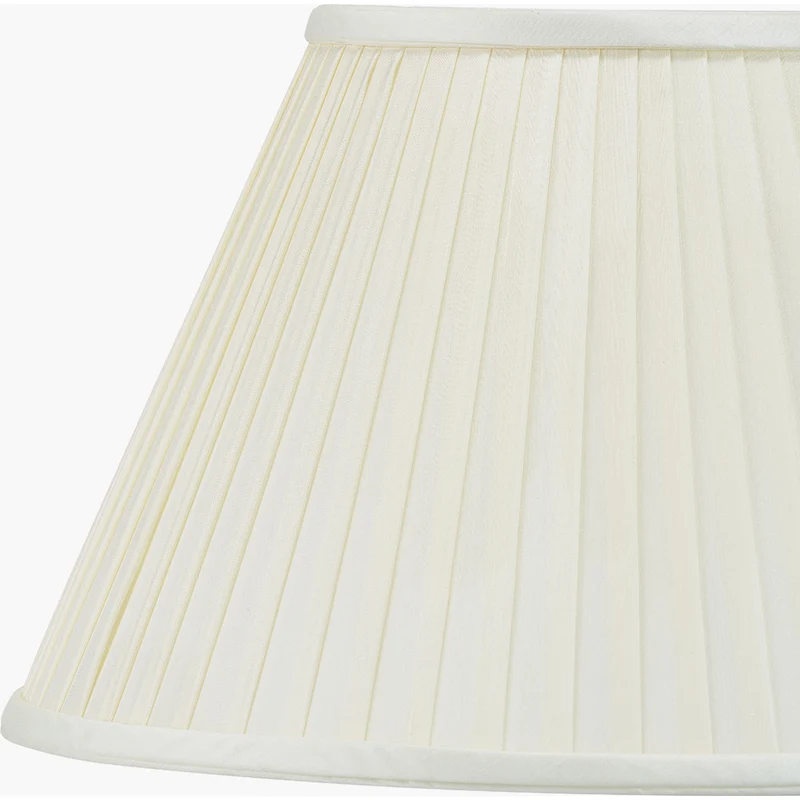 Emerayn Koi Natural Ceramic Table Lamp Base with Bacall 45cm Almond Silk Knife Pleat Empire Lampshade