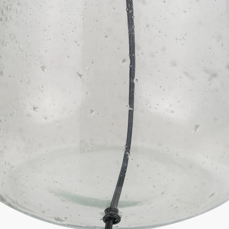 Elysia Bubble Glass and Silver Metal Table Lamp Base with Lino 40cm Grey Self Lined Linen Cylinder Lampshade