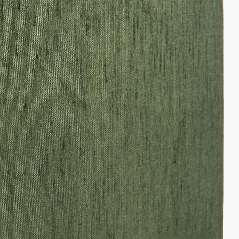 Langston Matt Black Metal Column Table Lamp Base with Stellan 40cm Green Slubbed Silk Mix Gold Lined Cylinder Lampshade