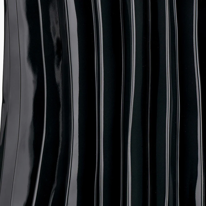 Devony Black Pleated Ceramic Table Lamp Base with Edward 35cm Natural Linen Cylinder Lampshade
