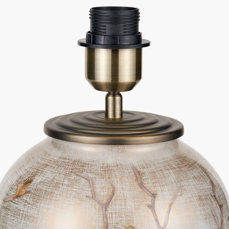 Deer Medium Glass Table Lamp Base with Milos 35cm Natural Linen Tapered Lampshade