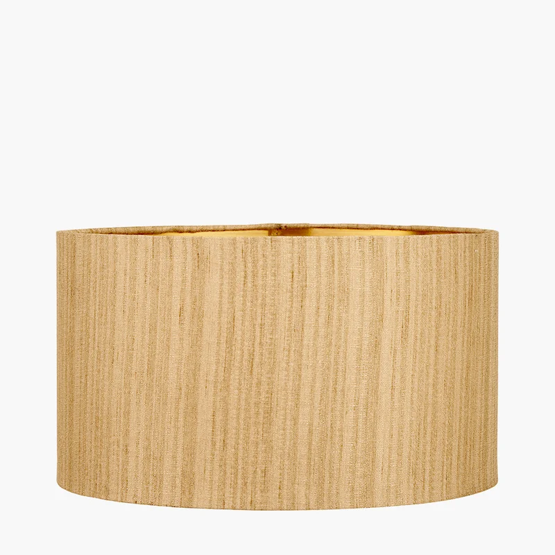 Deco Black Geo Art Deco Hand Painted Table Lamp Base with Stellan 40cm Gold Slubbed Silk Mix Gold Lined Cylinder Lampshade