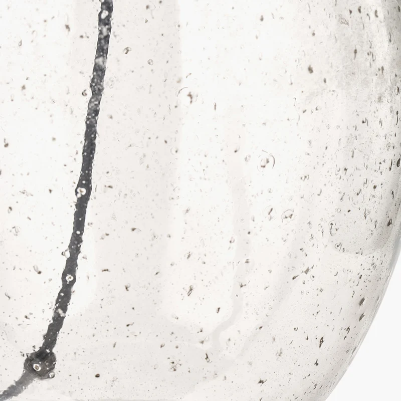 Elysia Bubble Glass and Silver Metal Curved Table Lamp Base with Lino 40cm White Self Lined Linen Cylinder Lampshade