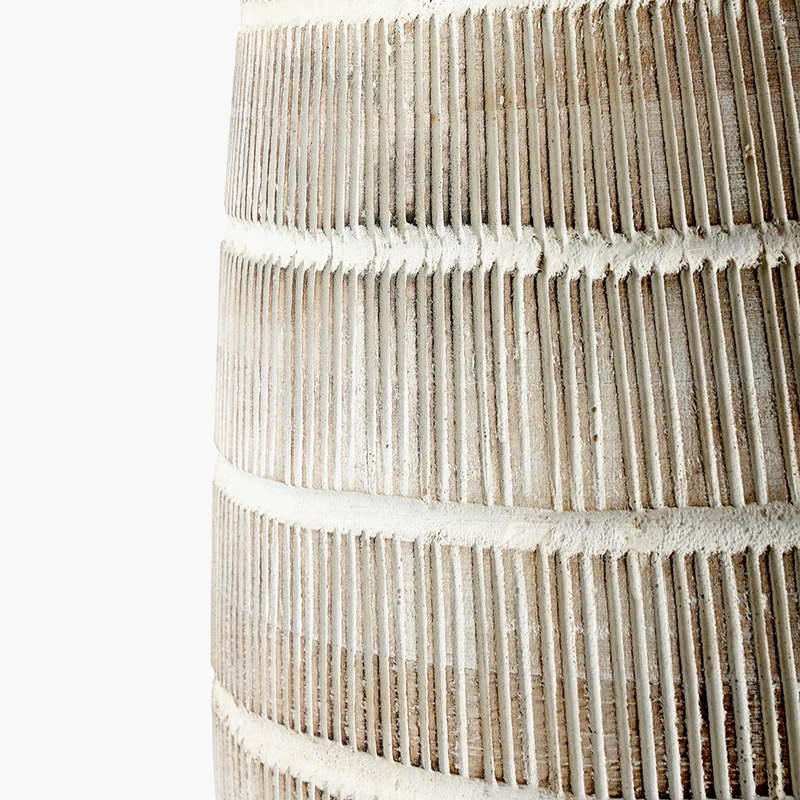 Dambula White Wash Wood Textured Tall Neck Table Lamp Base with Issa Natural Rope 40cm Cylinder Lampshade