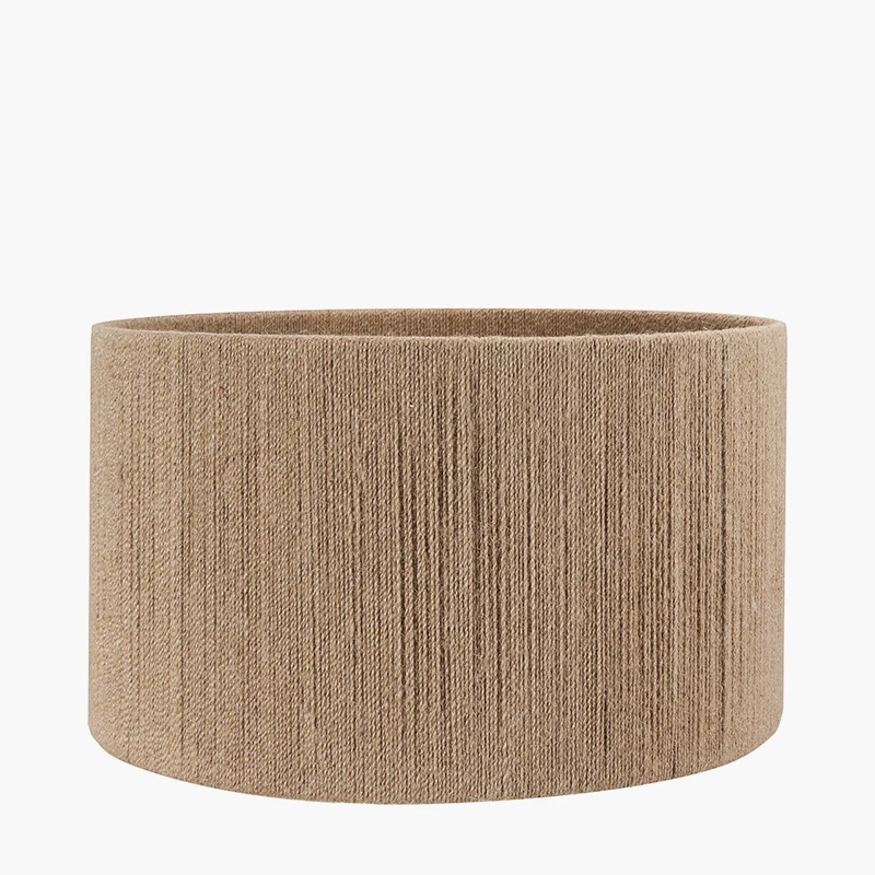 Dambula White Wash Wood Textured Tall Neck Table Lamp Base with Issa Natural Rope 40cm Cylinder Lampshade
