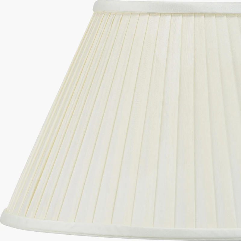 Daikon Flower Medium Glass Table Lamp Base with Bacall 40cm Almond Silk Knife Pleat Empire Lampshade