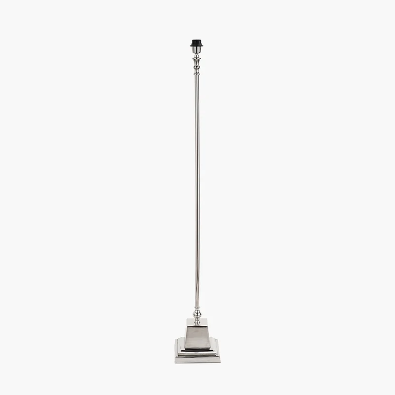 Claudius Nickel Metal Stick Floor Lamp Base with Thiago 40cm Cinnamon Stripe Mushroom Pleat Tapered Lampshade