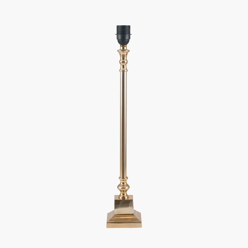 Claudius Gold Metal Stick Table Lamp Base with Kamilah 30cm Blue Chevron Patterned Mushroom Pleat Tapered Lamp Shade