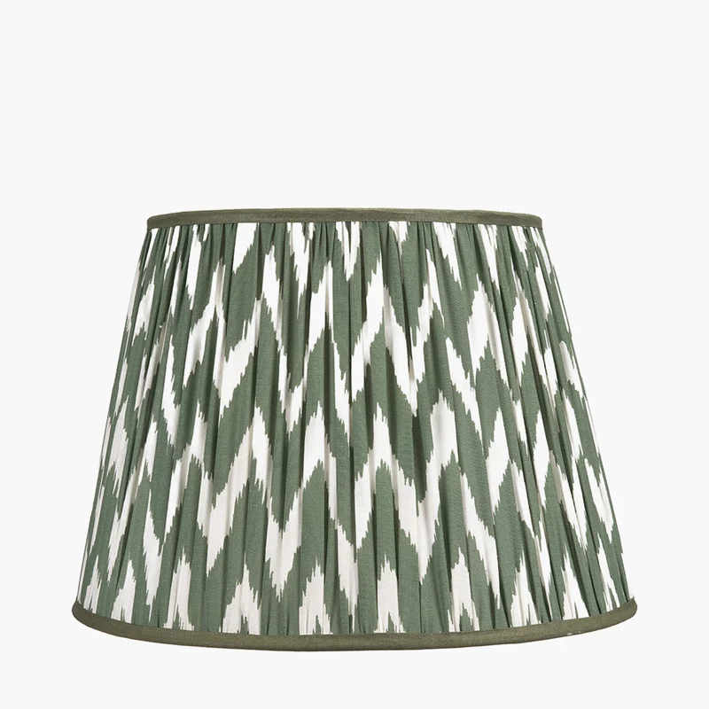 Kamilah 45cm Sage Chevron Pattered Mushroom Pleat Tapered Lampshade
