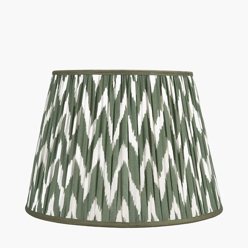 Kamilah 45cm Sage Chevron Pattered Mushroom Pleat Tapered Lampshade