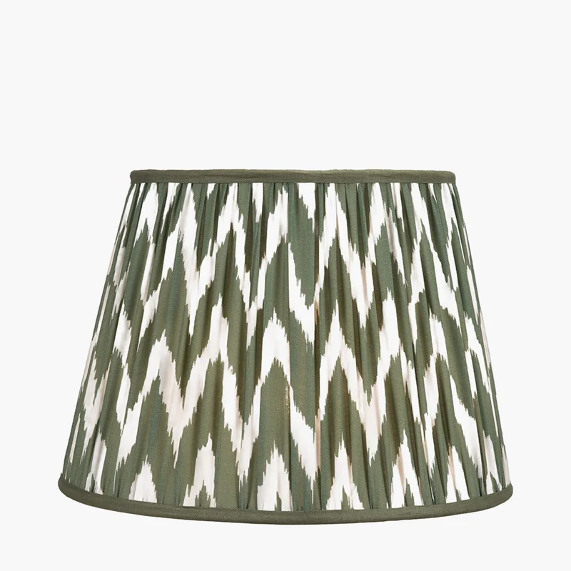 Kamilah 40cm Sage Chevron Pattered Mushroom Pleat Tapered Lampshade