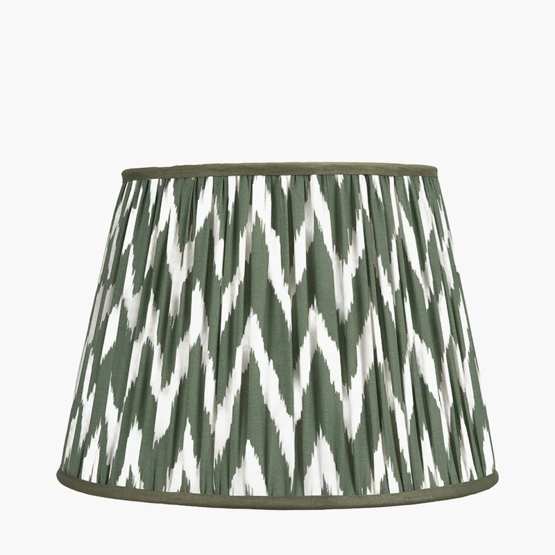 Kamilah 40cm Sage Chevron Pattered Mushroom Pleat Tapered Lampshade
