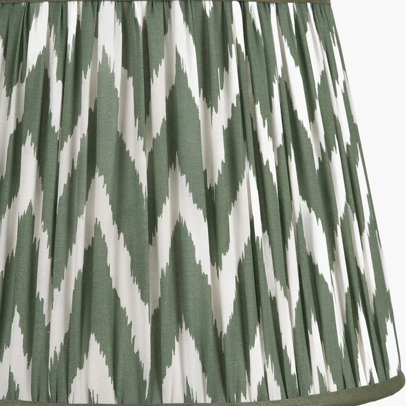 Kamilah 40cm Sage Chevron Pattered Mushroom Pleat Tapered Lampshade
