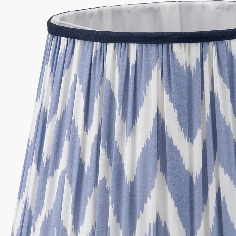 Kamilah 40cm Blue Chevron Patterned Mushroom Pleat Tapered Lampshade