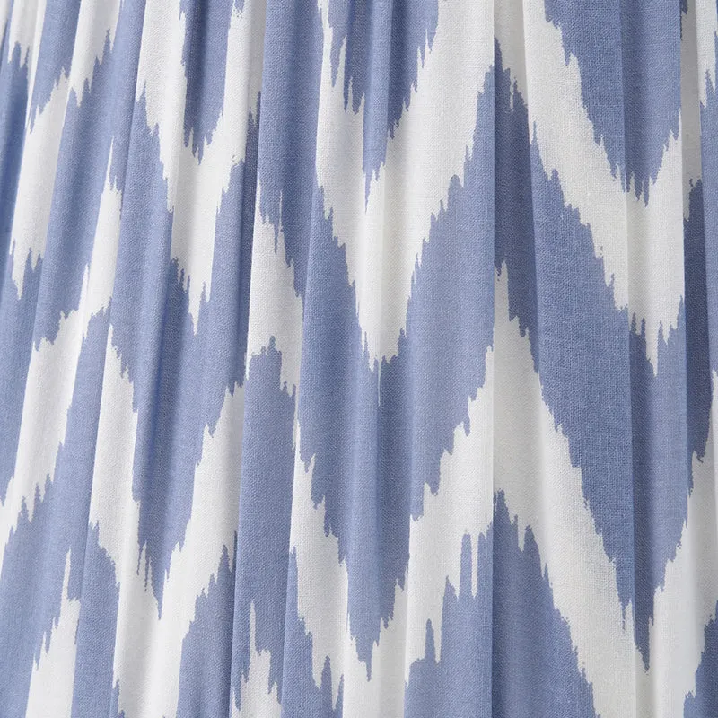 Kamilah 40cm Blue Chevron Patterned Mushroom Pleat Tapered Lampshade