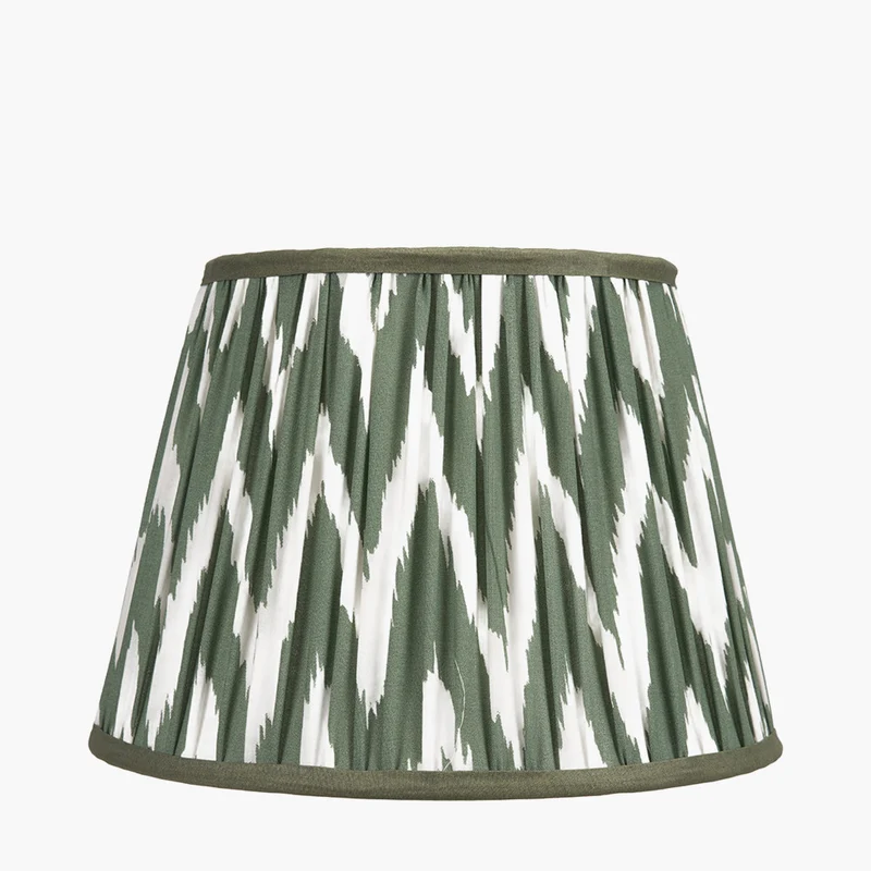 Kamilah 35cm Sage Chevron Pattered Mushroom Pleat Tapered Lampshade