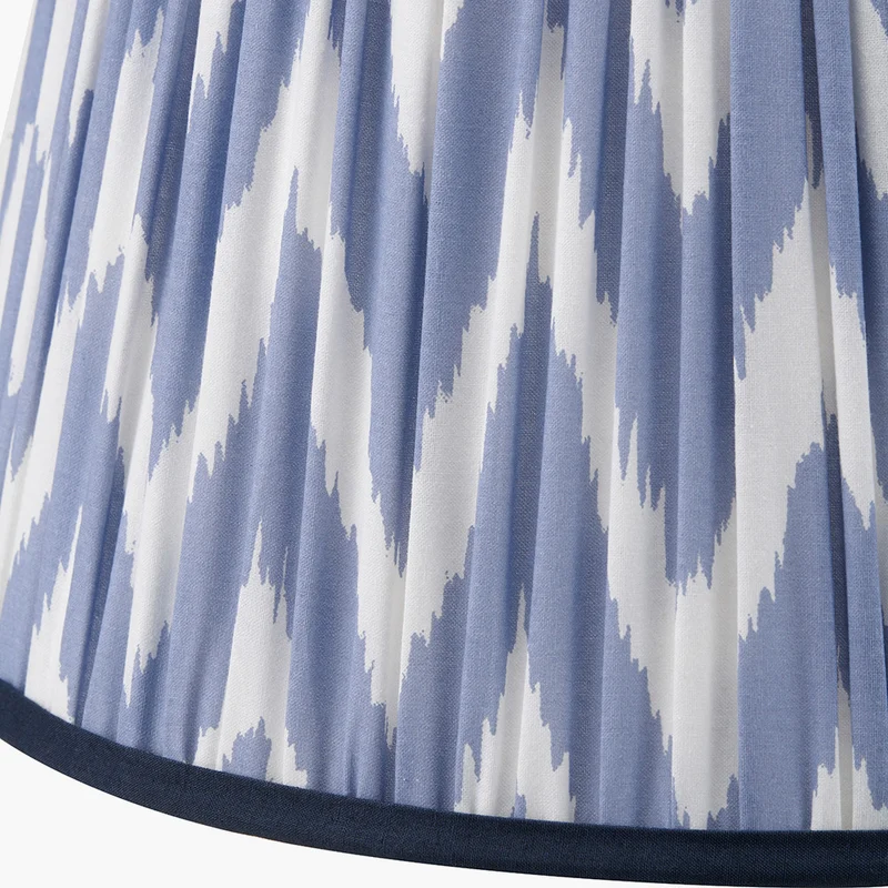 Kamilah 35cm Blue Chevron Patterned Mushroom Pleat Tapered Lampshade