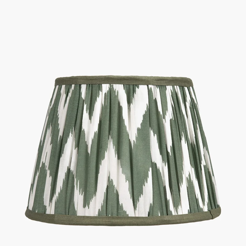 Kamilah 25cm Sage Chevron Pattered Mushroom Pleat Tapered Lampshade