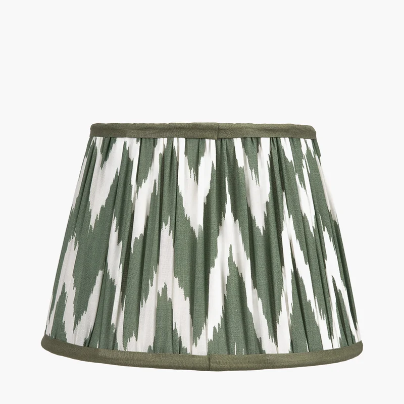 Kamilah 25cm Sage Chevron Pattered Mushroom Pleat Tapered Lampshade