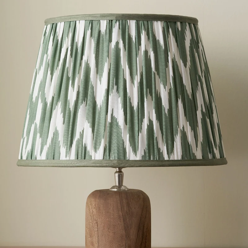 Kamilah 25cm Sage Chevron Pattered Mushroom Pleat Tapered Lampshade