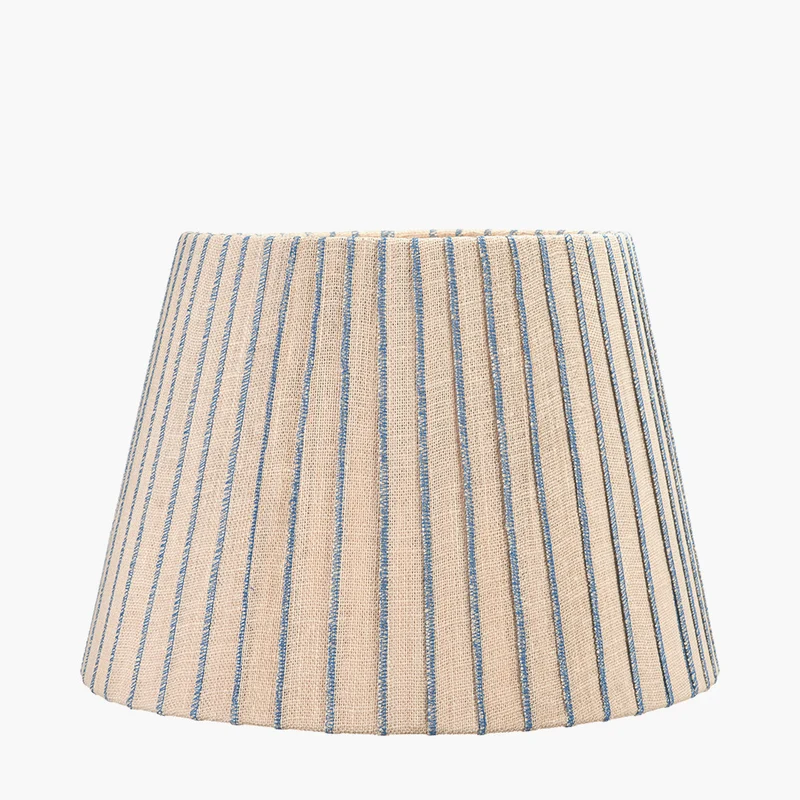 Isla 45cm Jute Striped Natural & Blue Tapered Lampshade