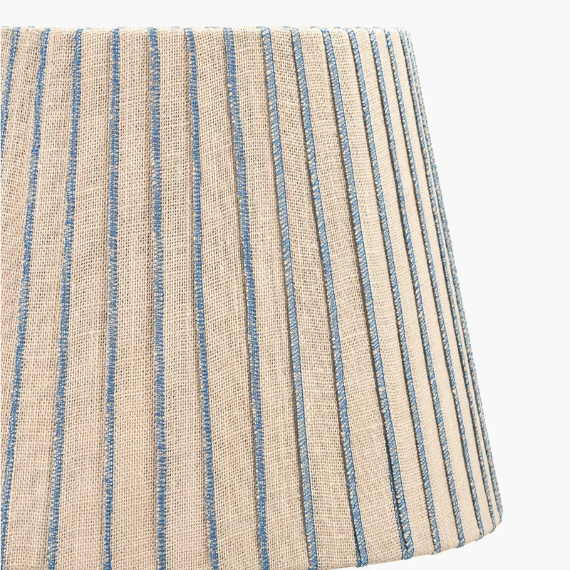 Isla 45cm Jute Striped Natural & Blue Tapered Lampshade