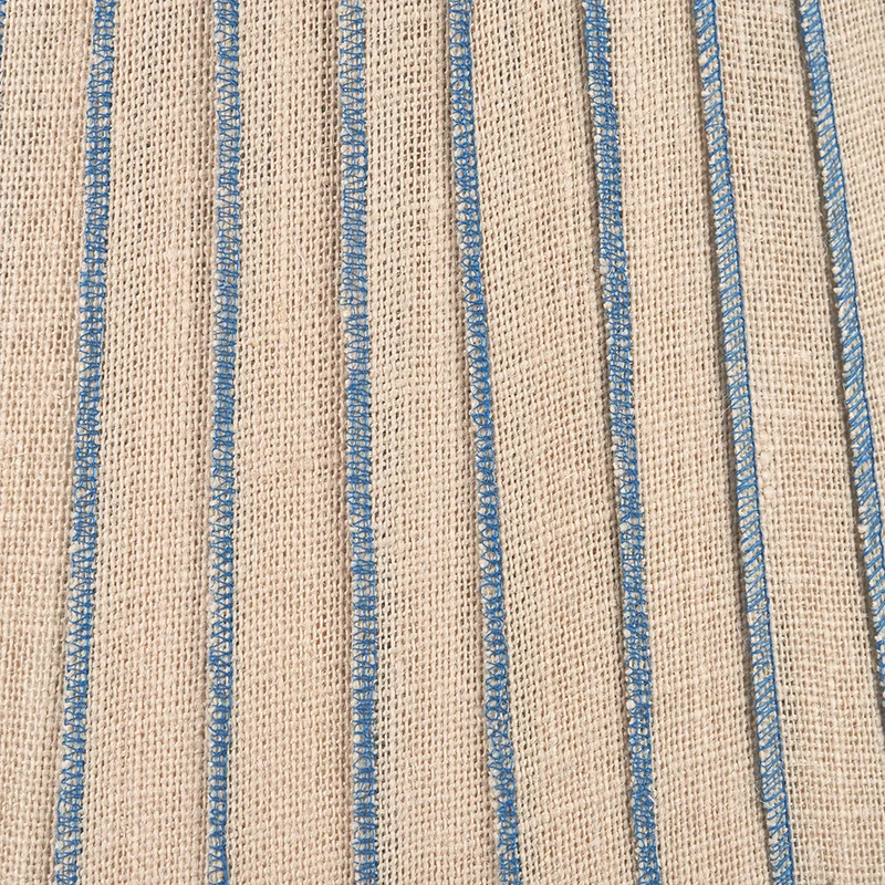 Isla 45cm Jute Striped Natural & Blue Tapered Lampshade