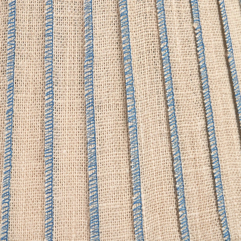 Isla 40cm Jute Striped Natural & Blue Tapered Lampshade